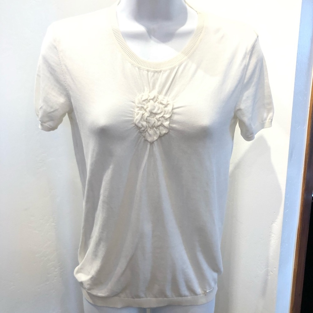 2003 Chanel White Short Sleeve Knit Top